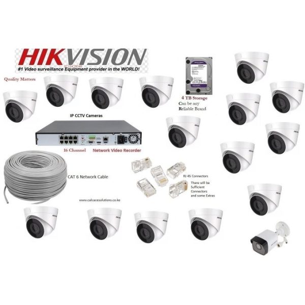 Hikvision 16 IP camera IR Package 2MP with 4TB HDD Channel NVR DS-7116NI-Q1